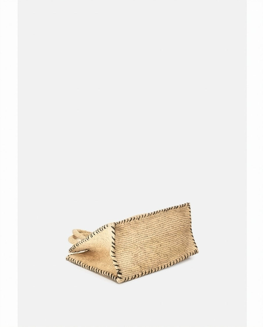Mc2 Saint Barth Rectangular Woven Tote Bag With Embroidered Detail