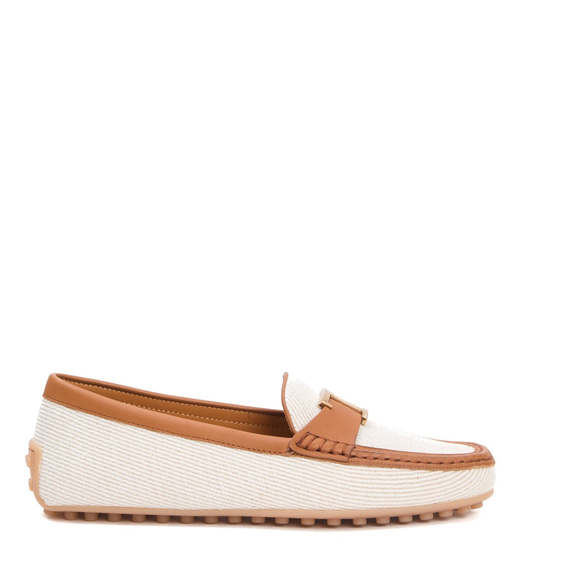 Tod's City Gommino Fabric Cream Leather Leather