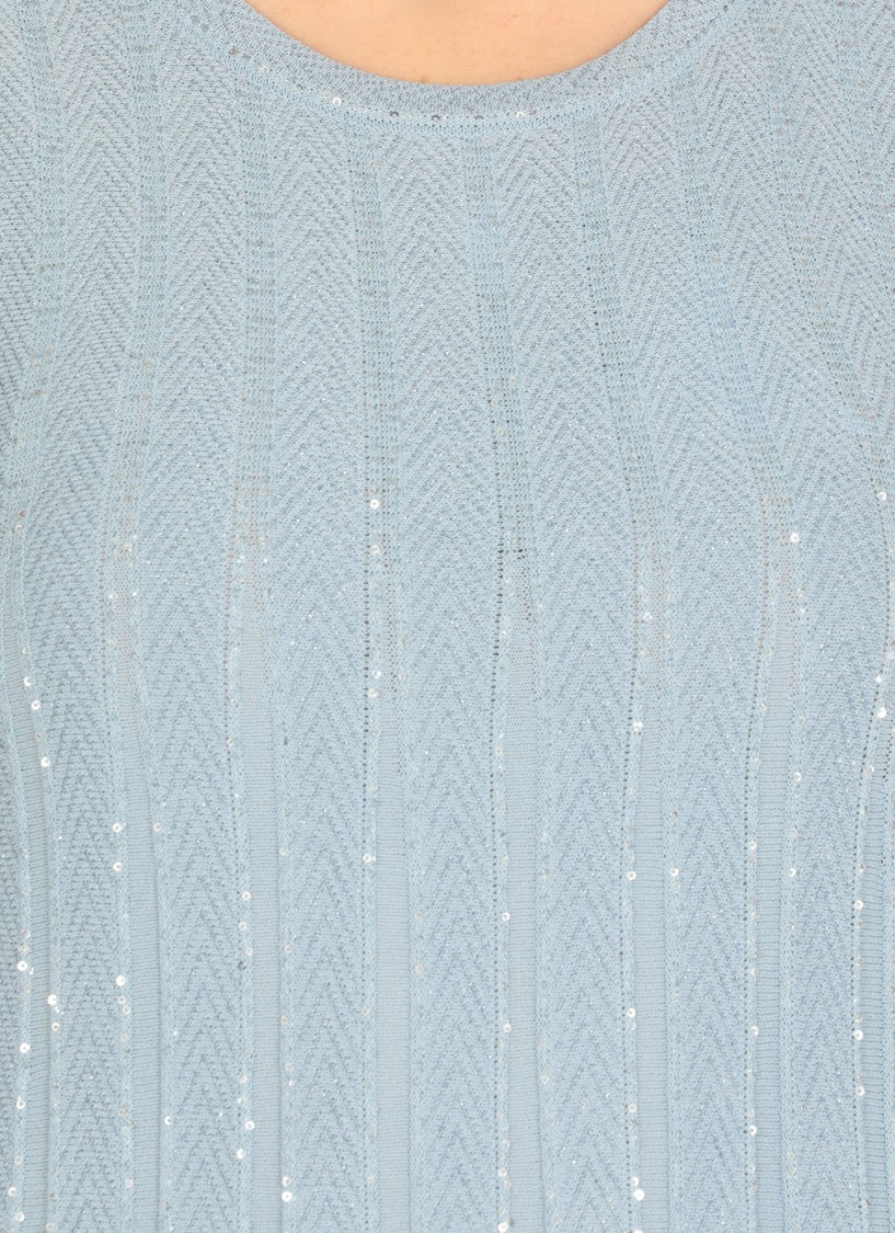 D. Exterior Light Blue Viscose Dress