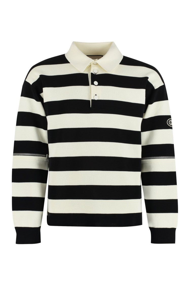 Gucci Knitted Polo With Pointed Collar And Soft Texture
