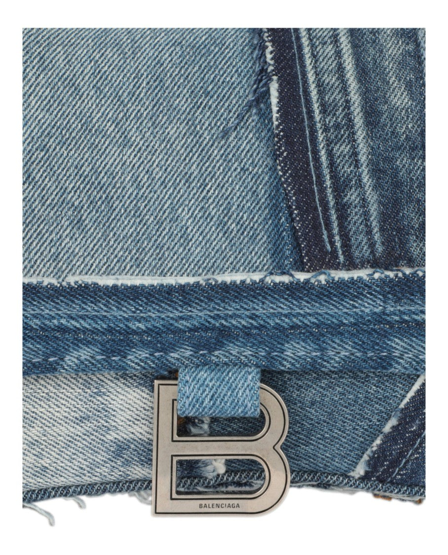 Balenciaga Hourglass Denim Patchwork Top Handle Bag