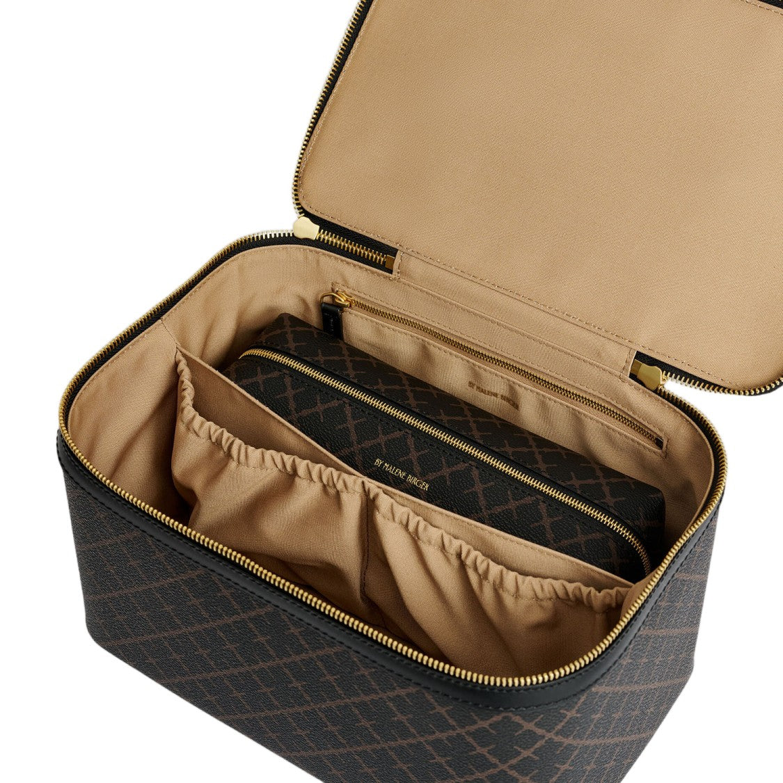 By Malene Birger Dark Brown/Beige Flower Vanity Case