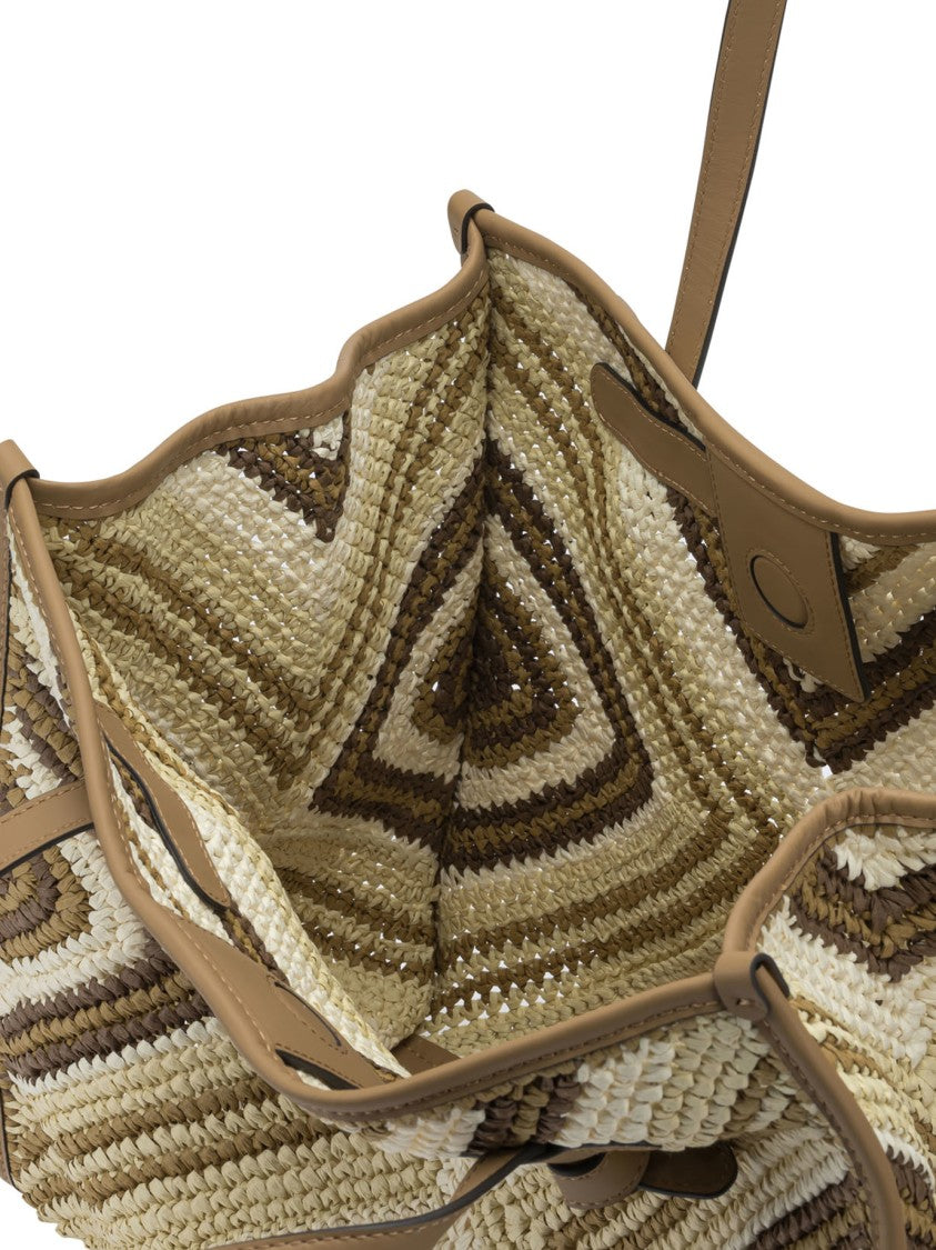 Gianni Chiarini Woven Shoulder Bag With Smooth Leather Trim