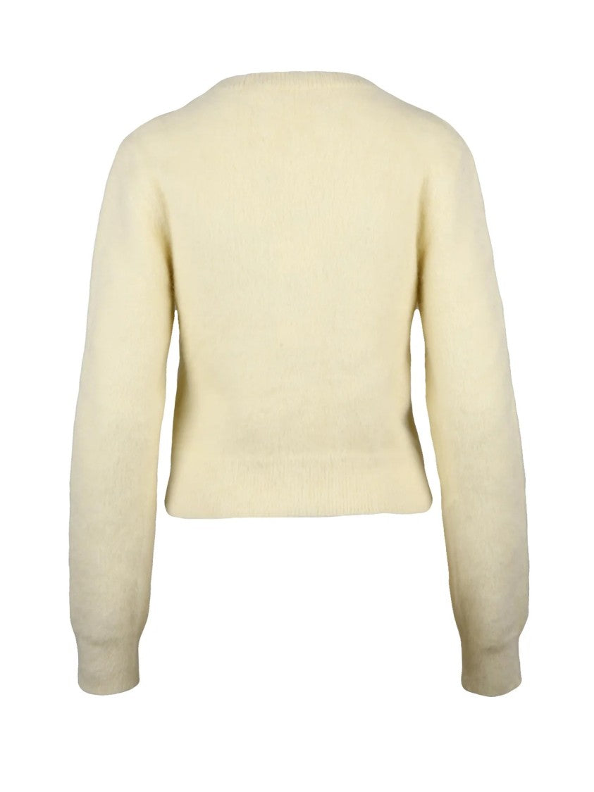 Maison Margiela Cream Angora-Blend Crewneck Cardigan