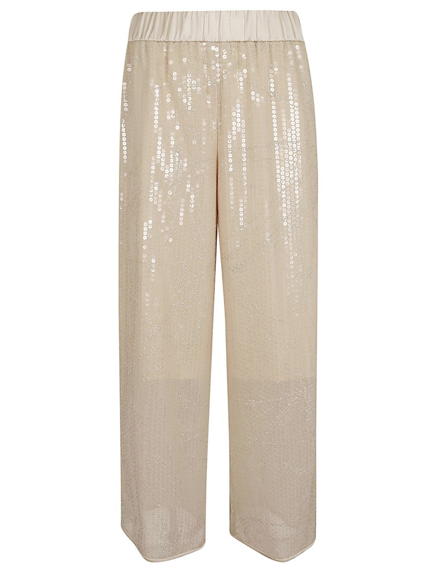 Peserico Wide-Leg Pants With Translucent Sequin Embroidery