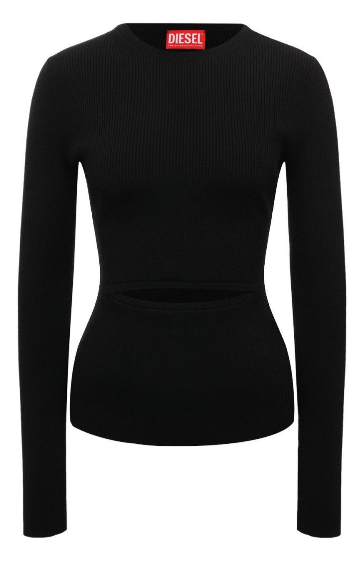 Diesel Ribbed Cut-Out Sweater With Wool Blend And Iconic Design