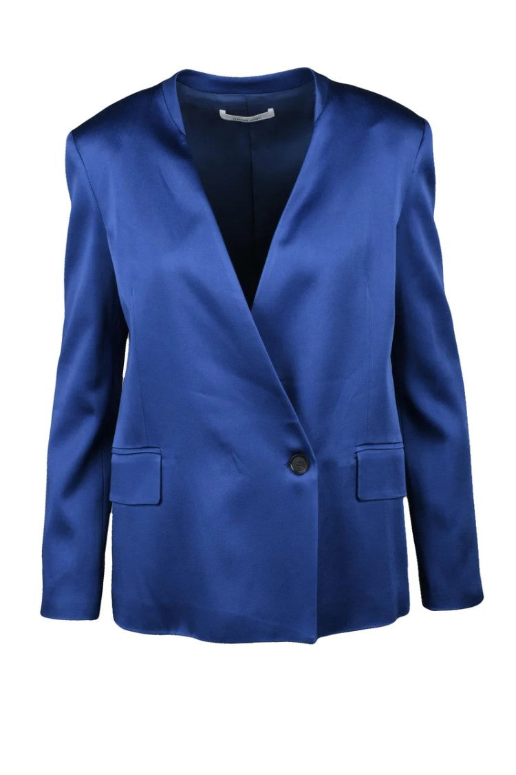 Liviana Conti Satin Blazer Jacket - Royal Blue