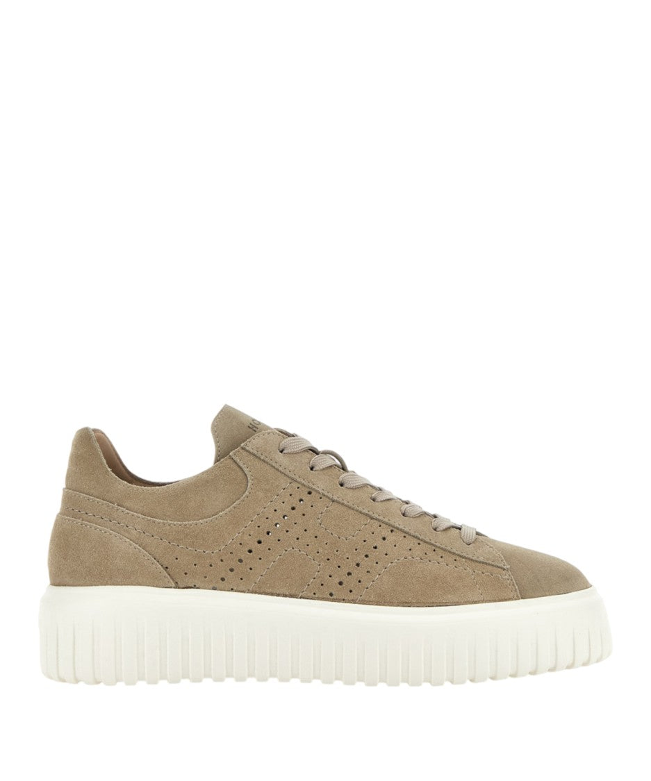 Hogan Low-Top Suede Sneakers With Perforated Detailing