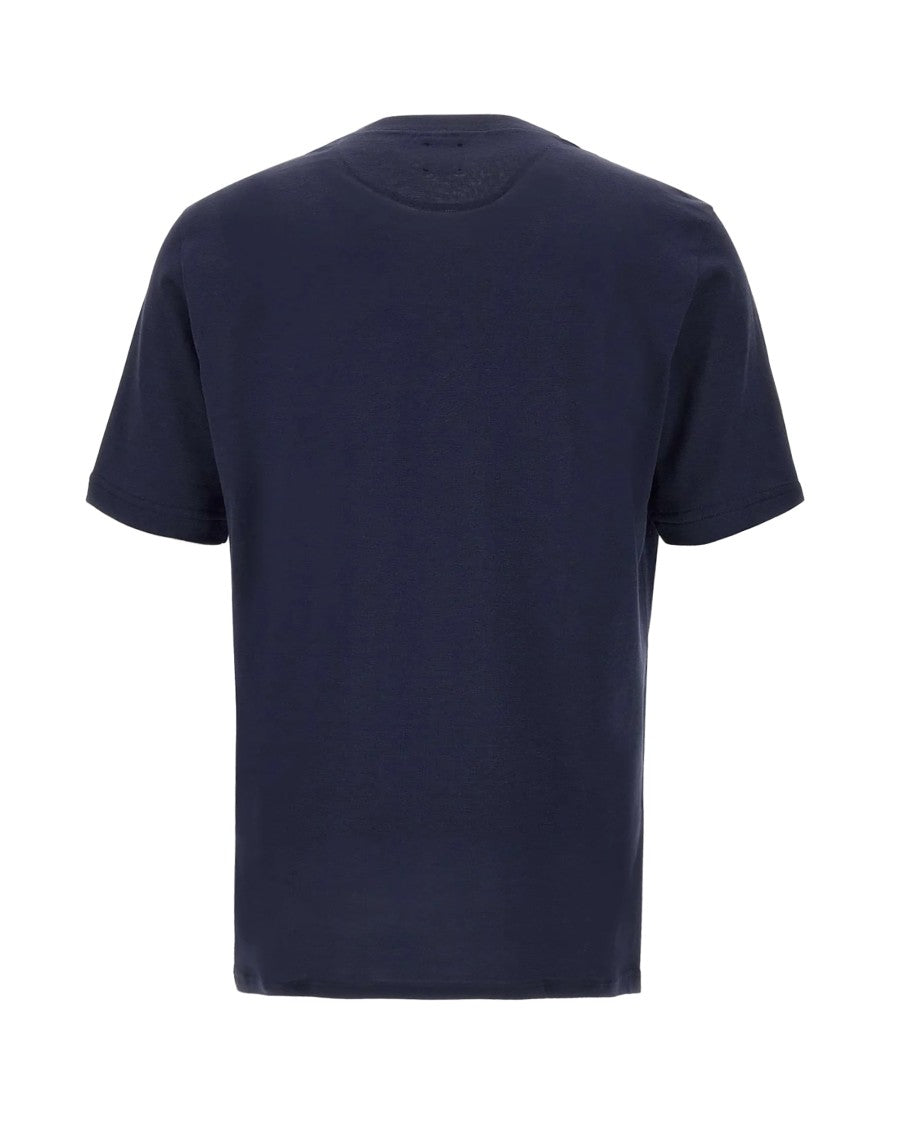 Eleventy Short-Sleeve Crew Neck T-Shirt In Deep Blue Cotton