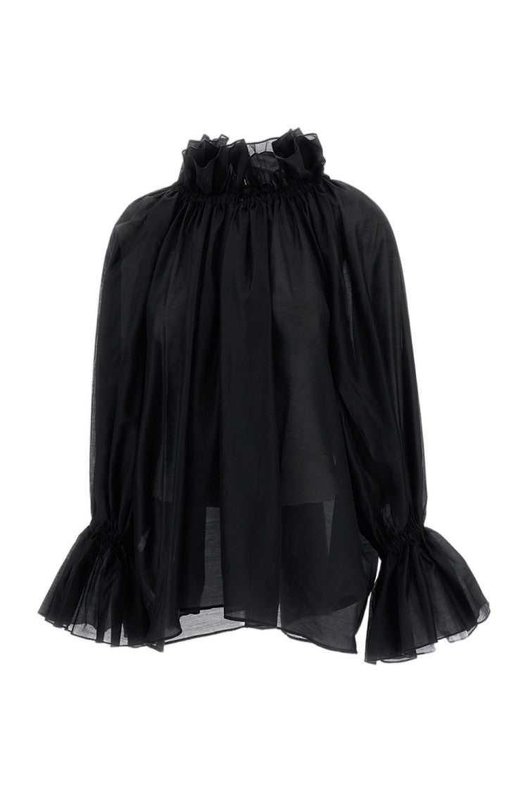 The Latest Black Estelle Ruffled Collar Muslin Shirt