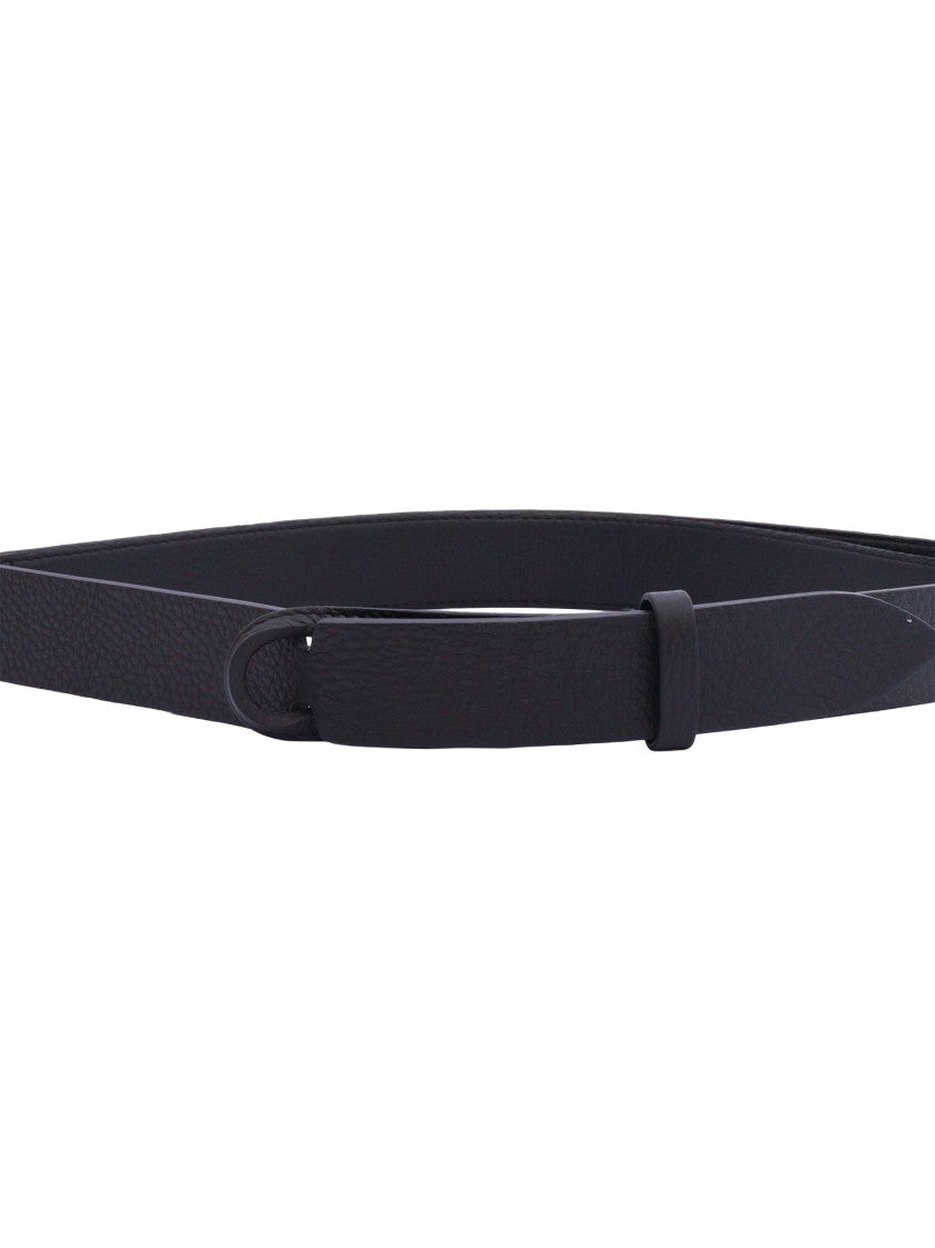 Claudio Orciani Black Calf Leather Rounded Belt