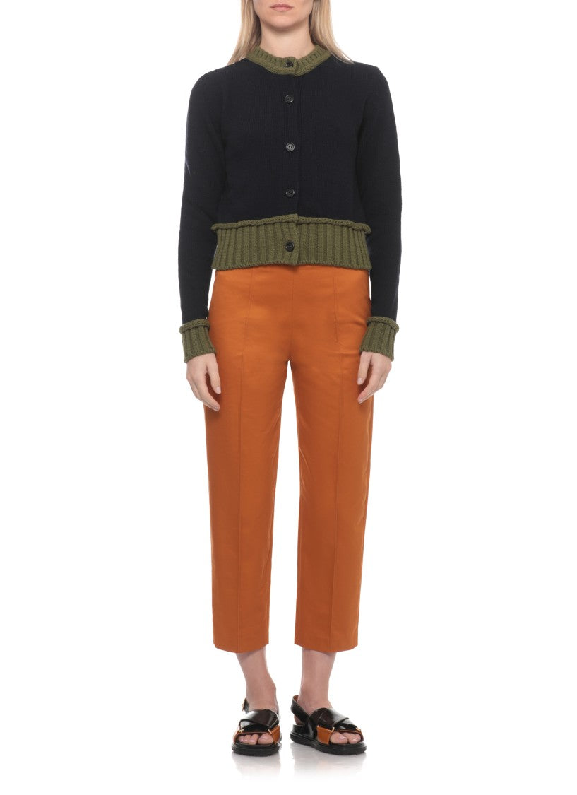 Marni Blue Knit Ribbed Cardigan