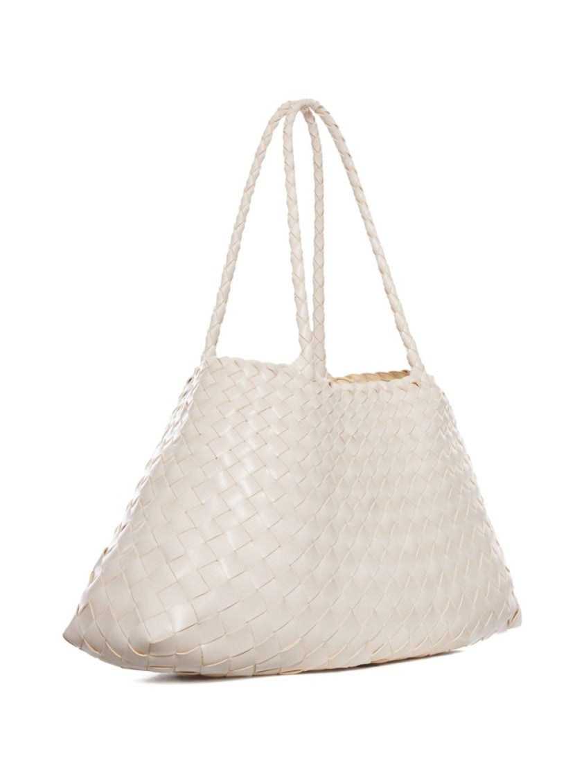 Dragon Diffusion Woven Calf Leather Shopper Bag In Soft Beige