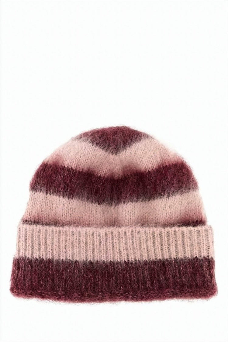 Miu Miu Striped Knitted Beanie With Ribbed Brim