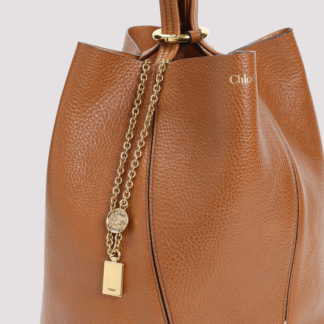 Chloé Clay Brown Calf Leather Spin Shoulder Bag