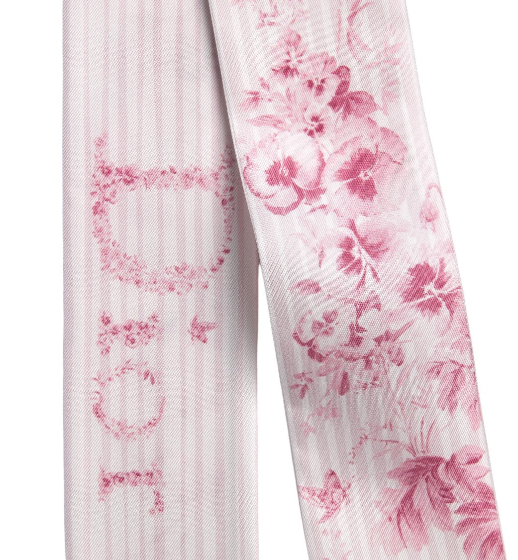Christian Dior Pink Striped Floral Print Scarf