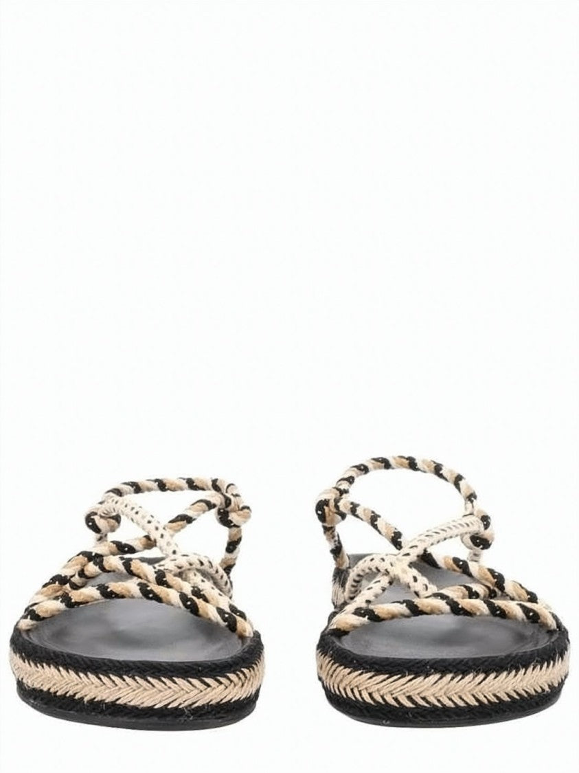 Isabel Marant Flat Sandal With Braided Trim And Intertwined Rope Straps