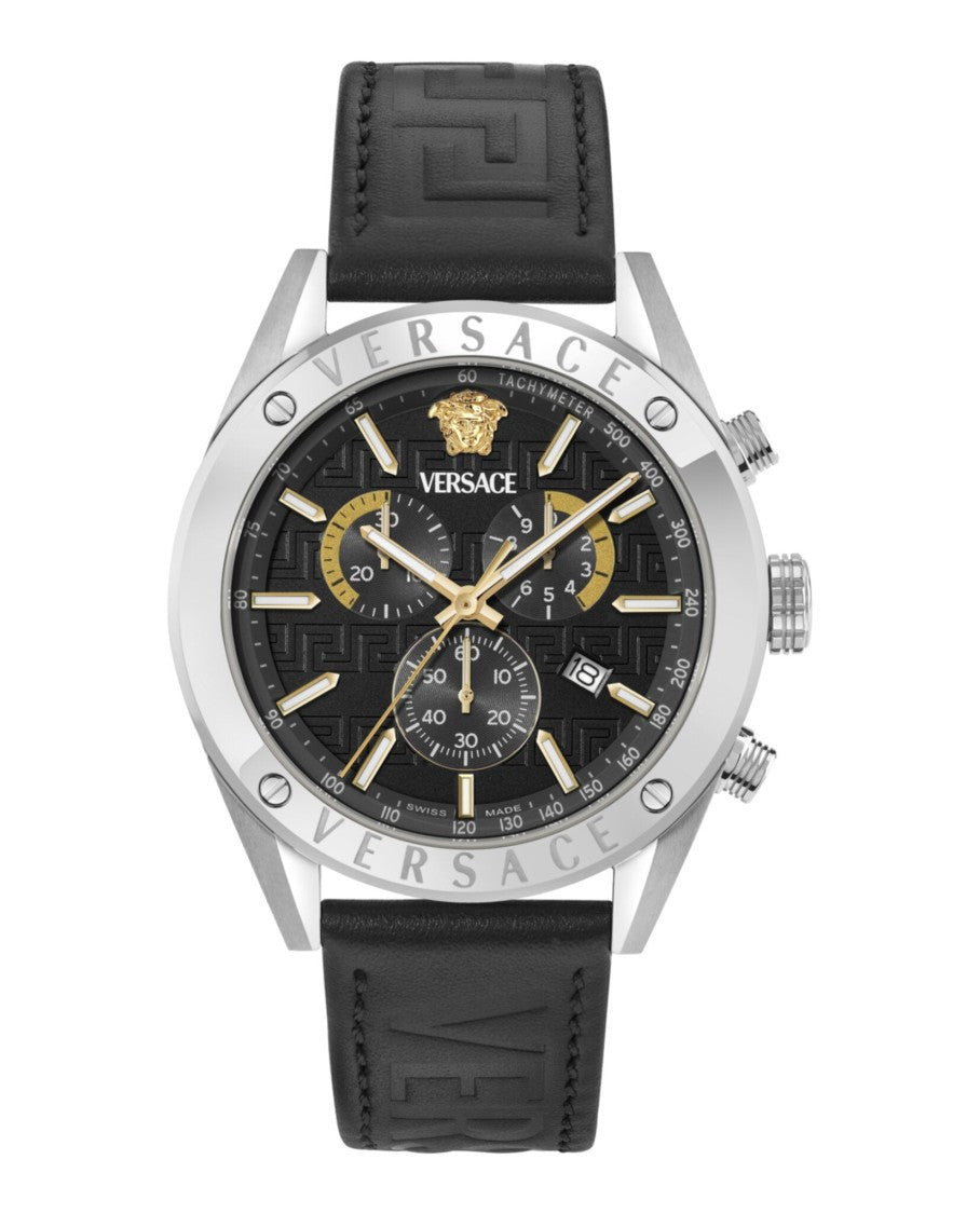 Versace Athletic Chrono Leather Strap