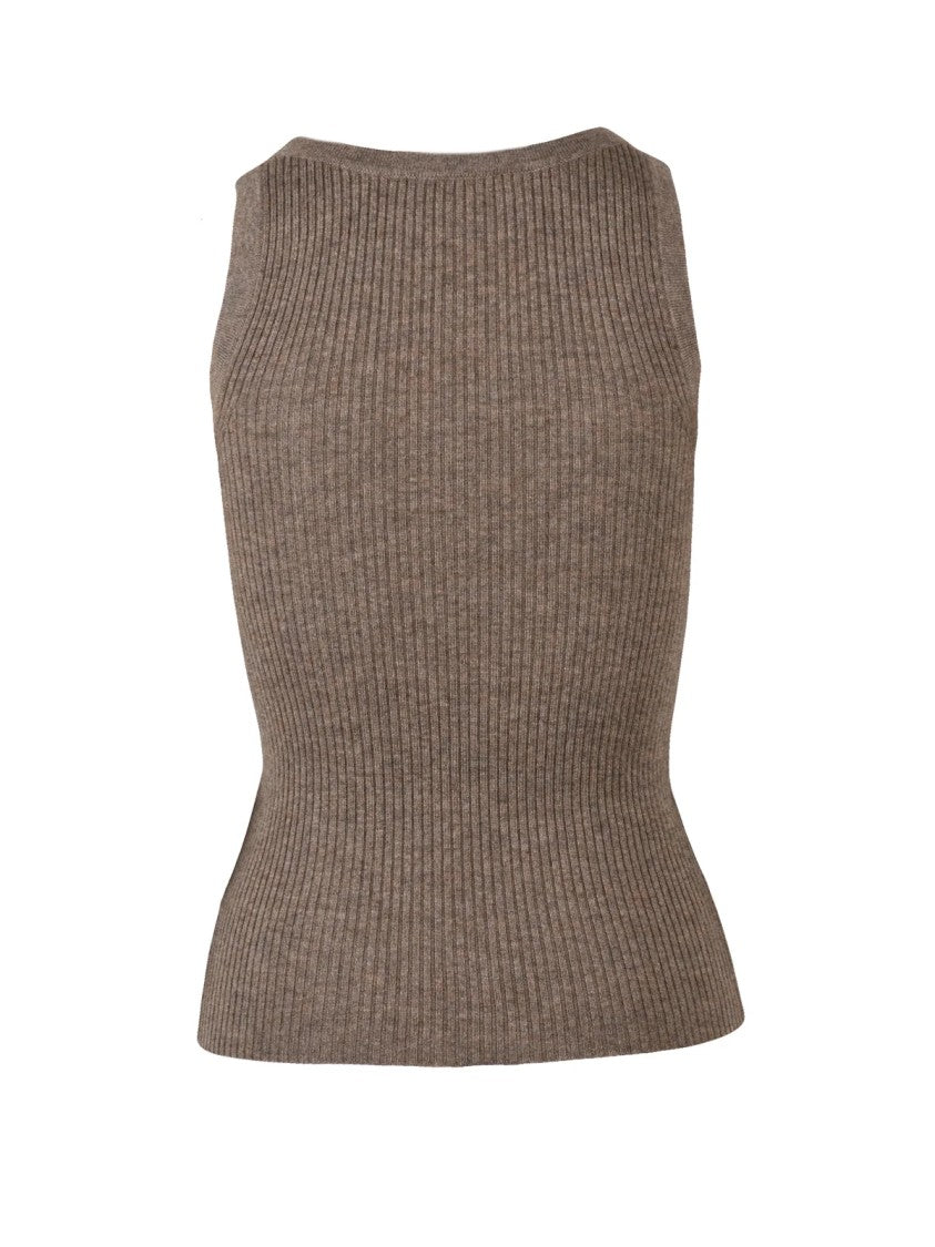 Max Mara Sleeveless Knit Top With Fine Ribbed Texture And Fitted Silhouette