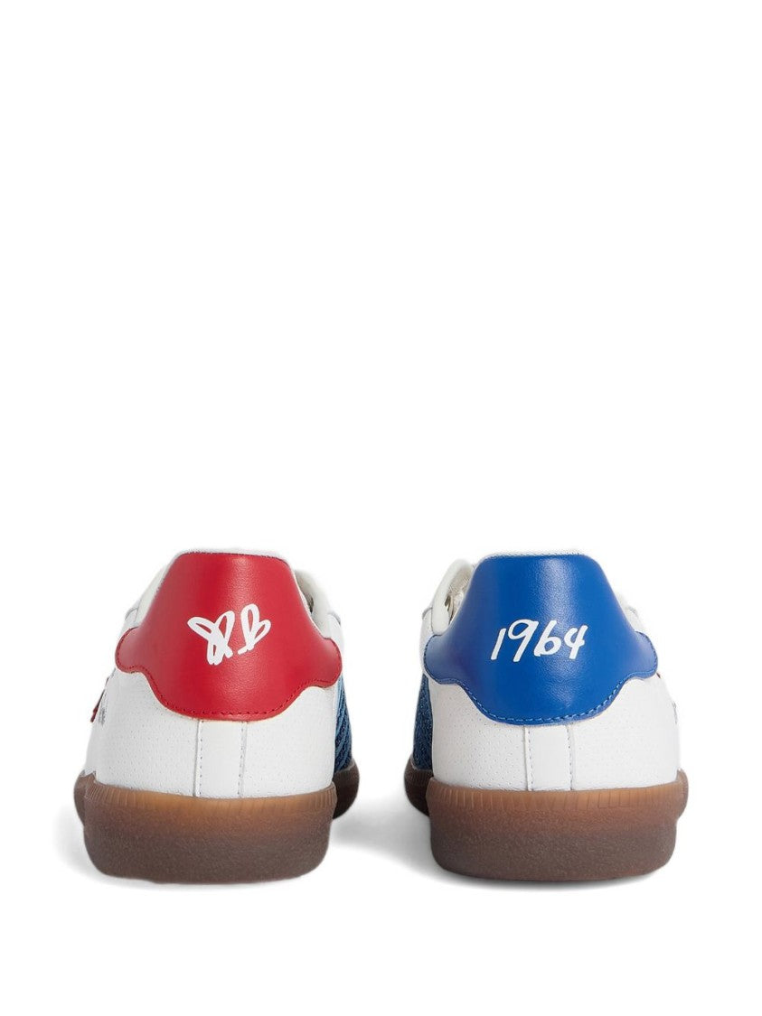 Dsquared2 White Leather Flat Shoes With Bold Maple Leaf Graphic