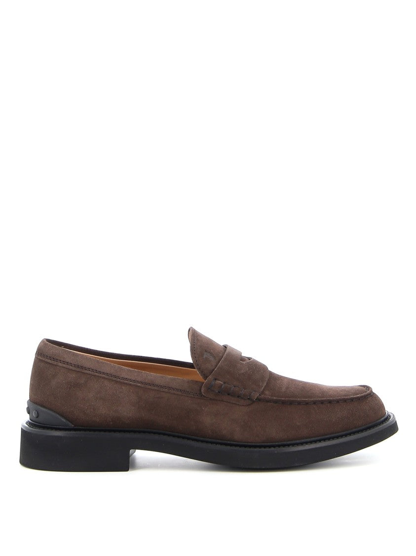 Tod's Brown Suede Moccasin With Strap Detail