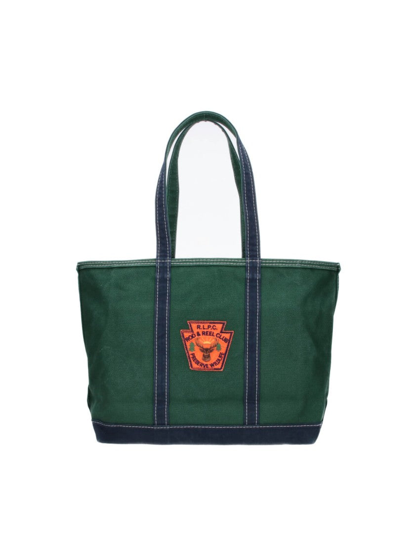 Polo Ralph Lauren Green Logo Canvas Zip Tote Bag