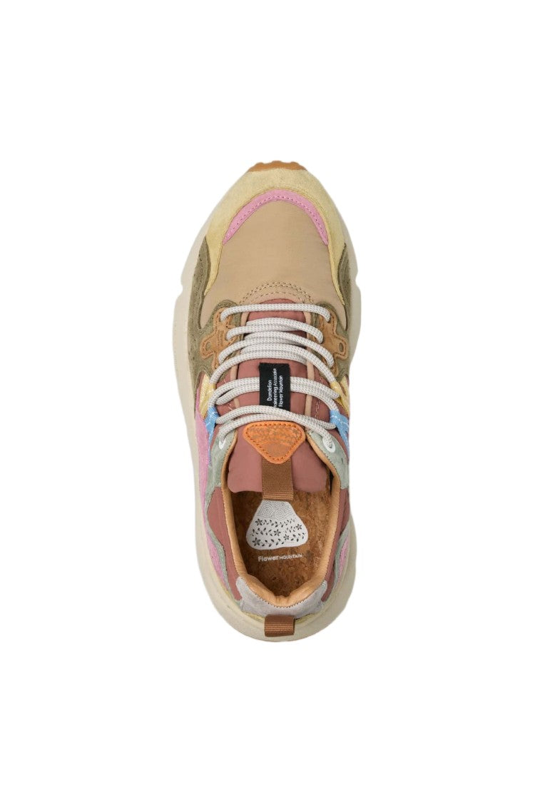 Flower Mountain Flower Mountain Yamano 3 Suede Print Trainer With Multicoloured Patch Design