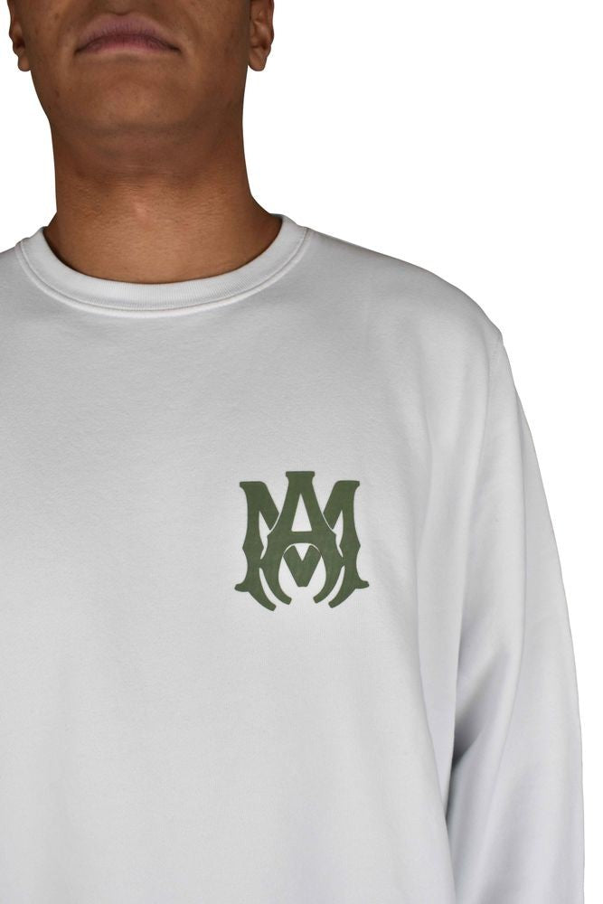 Amiri White Cotton Sweatshirt With Khaki Logo Print