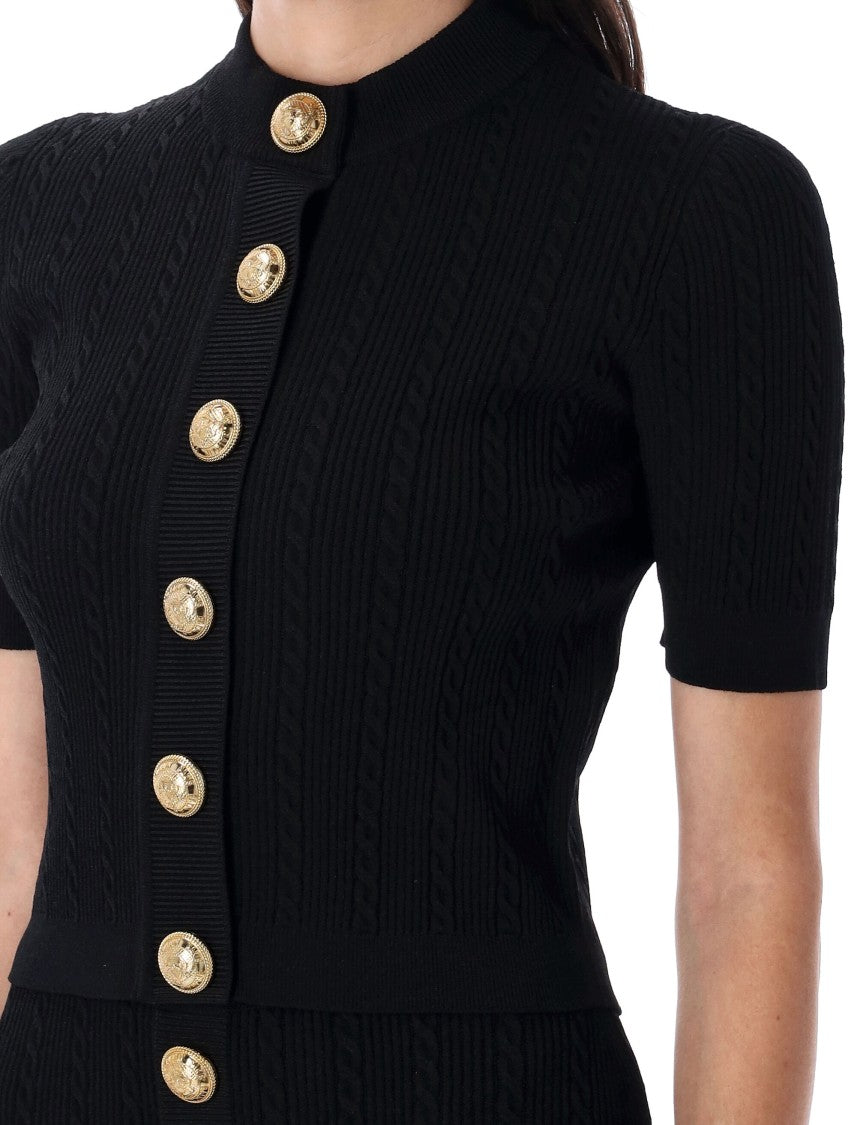 Balmain Ss Buttoned Torsade Knit Cardigan