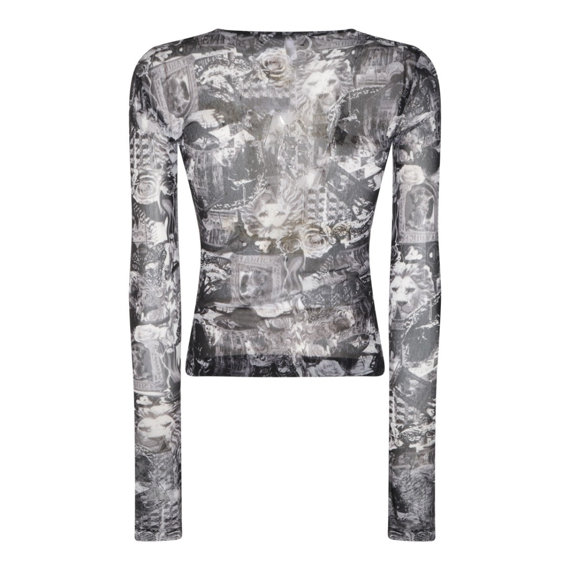 Blumarine Monochrome Collage Print Long-Sleeved Top