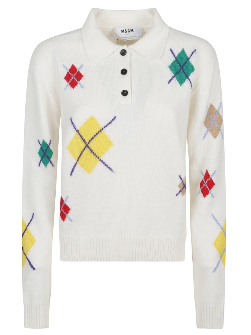 Msgm Polo With Collar And Small Bottons