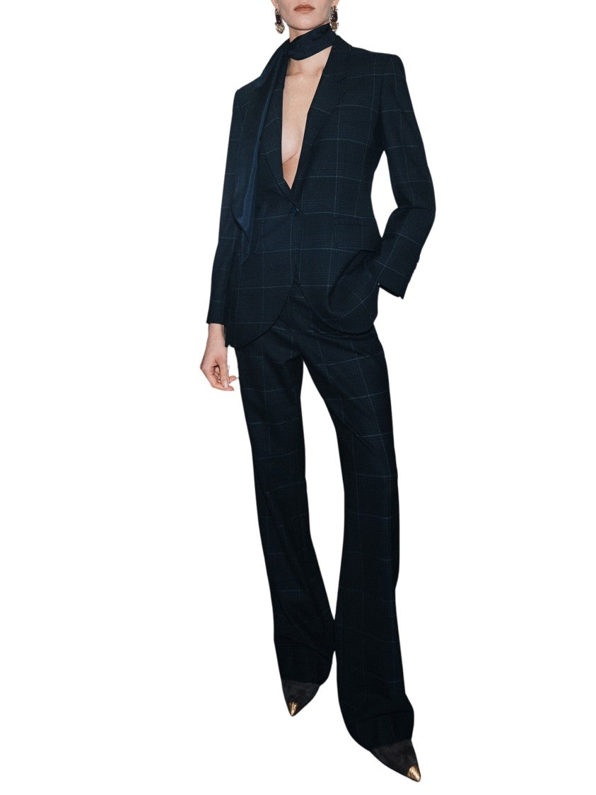 Marella Mlldritto Windowpane Check Satin Scarf Blazer