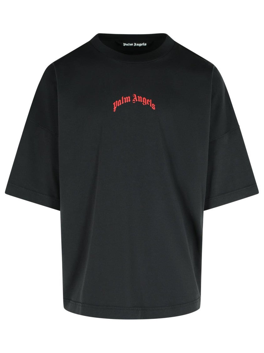 Palm Angels Wide Fit Black T-Shirt With Flared Hem