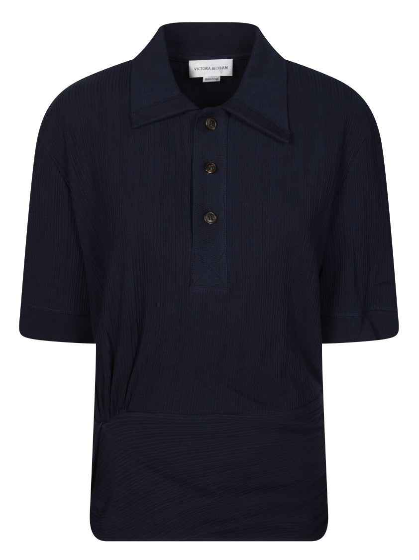 Victoria Beckham Ribbed Fitted Polo Shirt