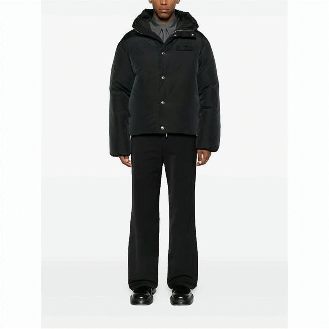 Jacquemus Boxy Black Padded Jacket With High Collar