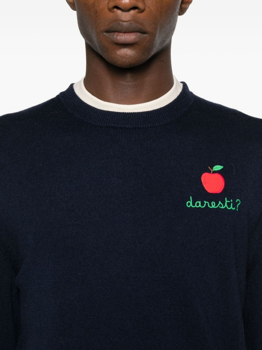 Mc2 Saint Barth Crew Neck Sweater With Apple Embroidery