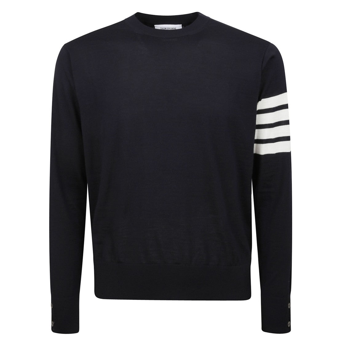 Thom Browne 4-Bar Button-Cuff Sweater