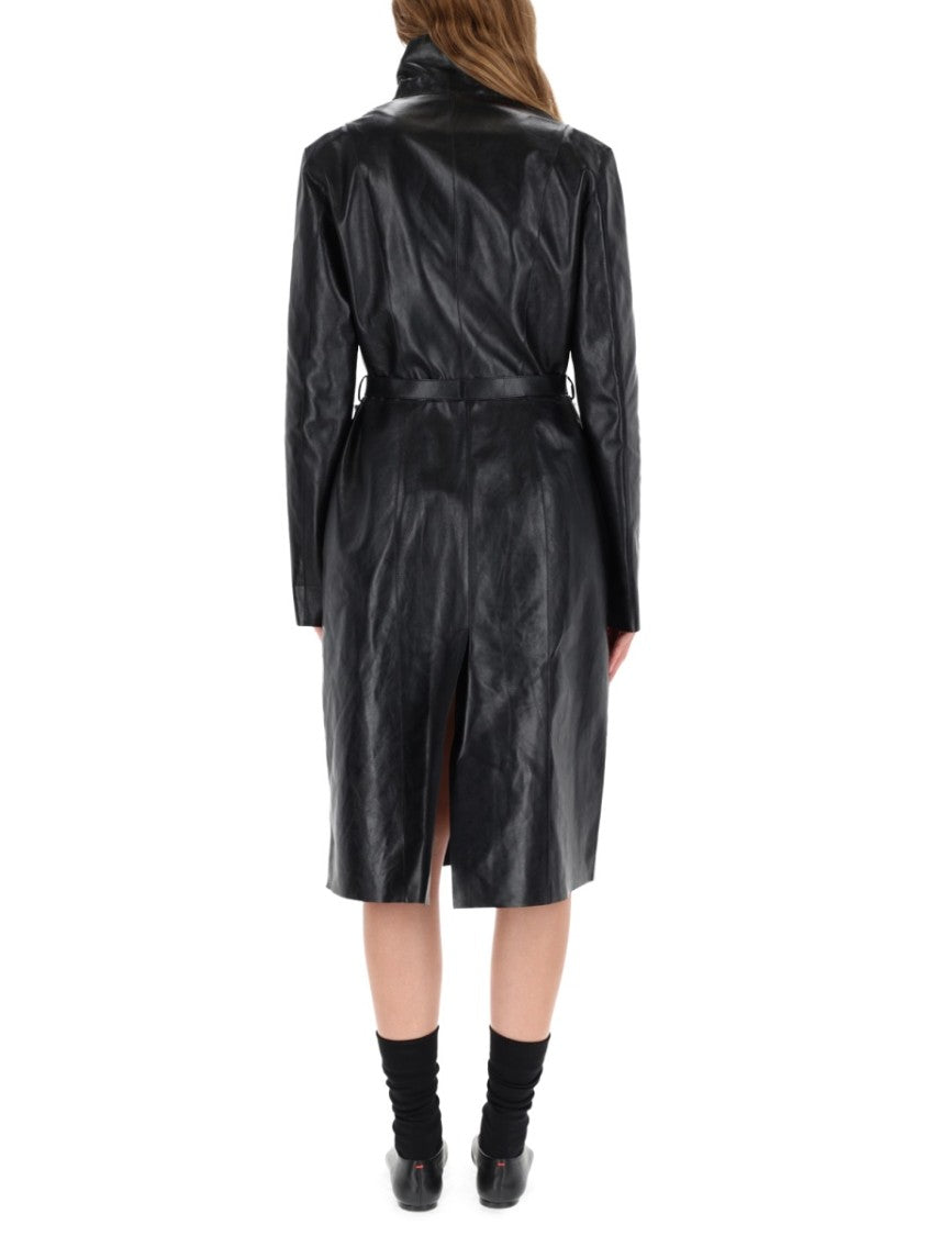 Our Legacy Knee-Length Calfskin Leather Trench Coat With Tailored Fit