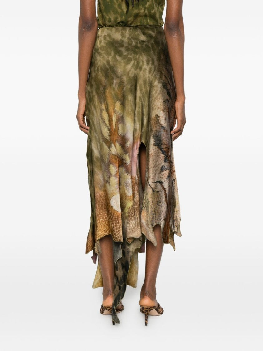 Diesel Multicolour Silk And Nylon Midi Skirt