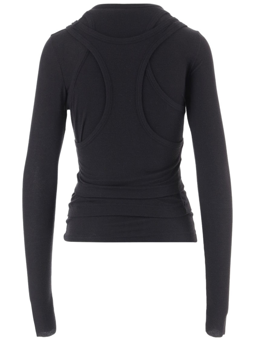 Alainpaul Black Three-Layer Stretch Lyocell-Blend Top