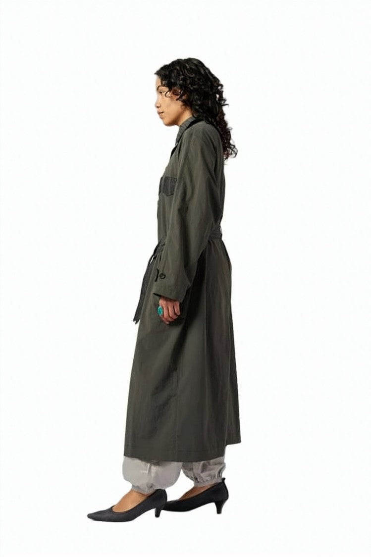 Paloma Wool Belted Long Jacket With Classic Collar And Flap Pockets