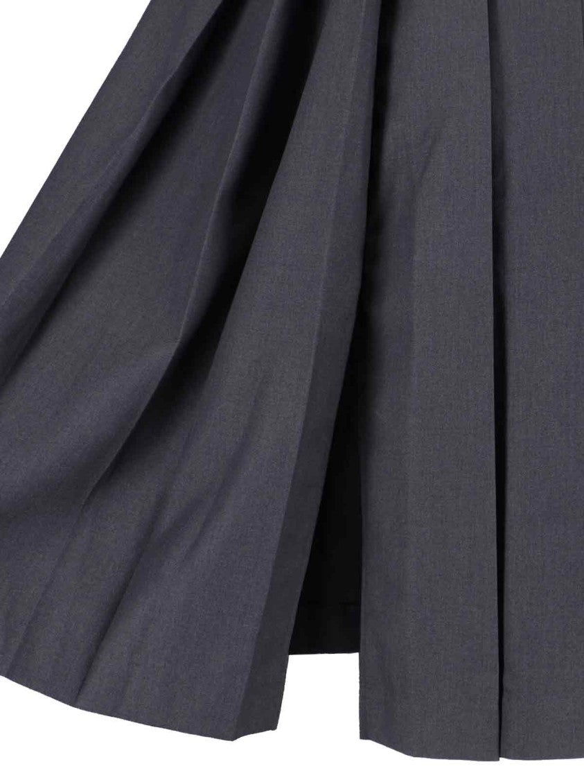 Dunst High-Waisted Pleated Midi Skirt With Side Slit And Belt Loops