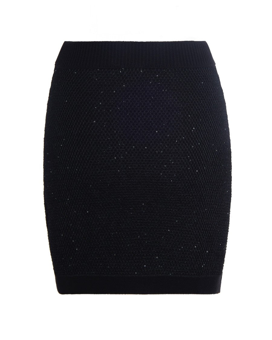 Elisabetta Franchi Black Sequined Knit Skirt