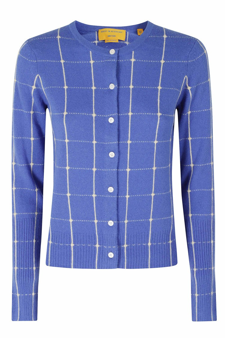 Guest In Residence Blue Jane Checkered Cashmere Cardigan