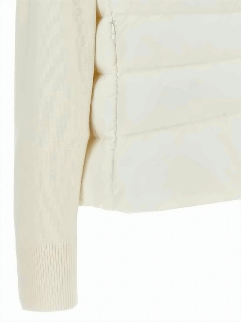 Moncler Padded Nylon Down Coat With Contrasting Knit Sleeves