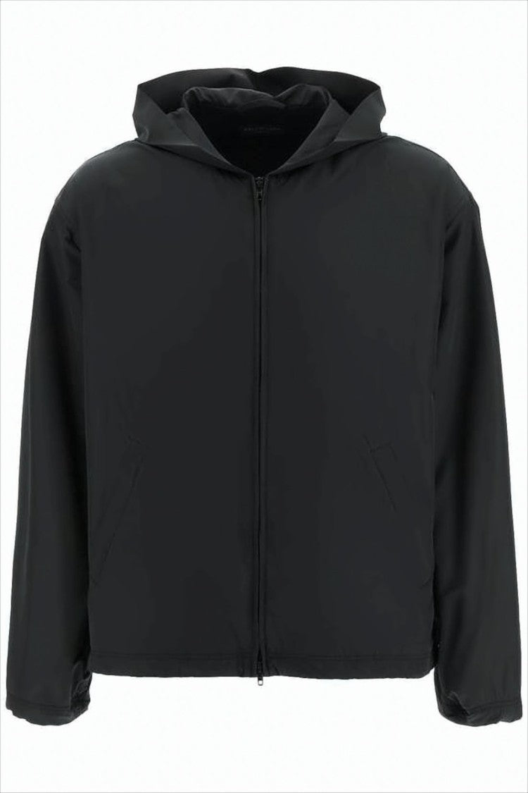 Balenciaga Boxy Cropped Black Hooded Jacket