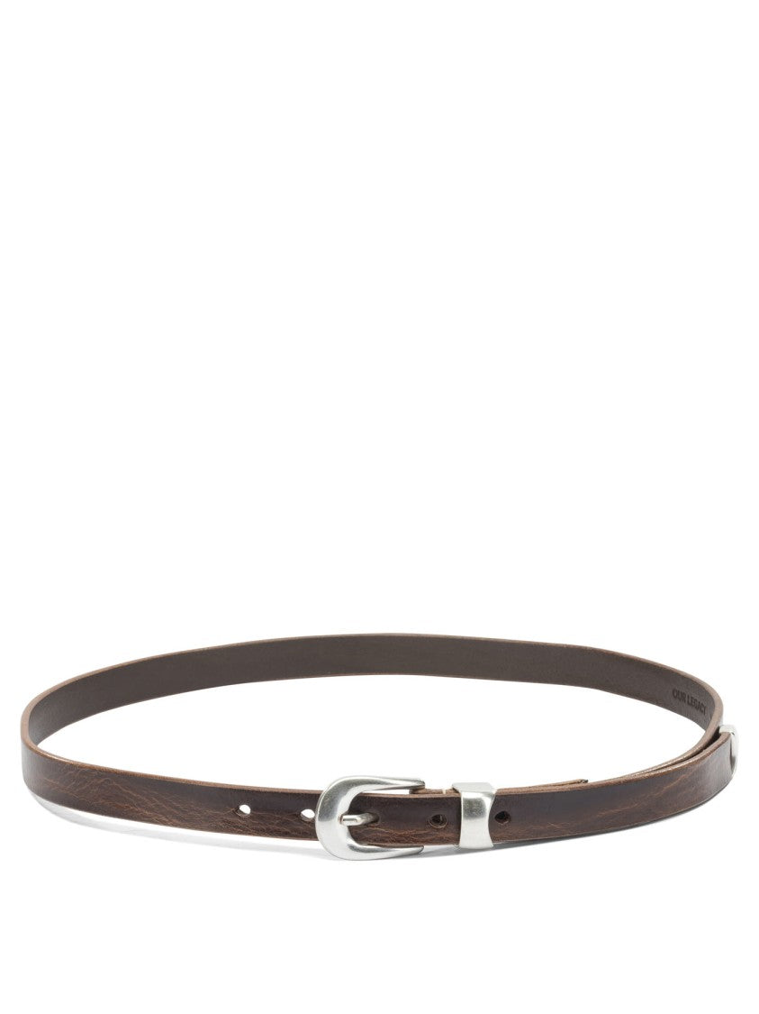Our Legacy Slim Calfskin Leather Belt With Polished Metal Buckle
