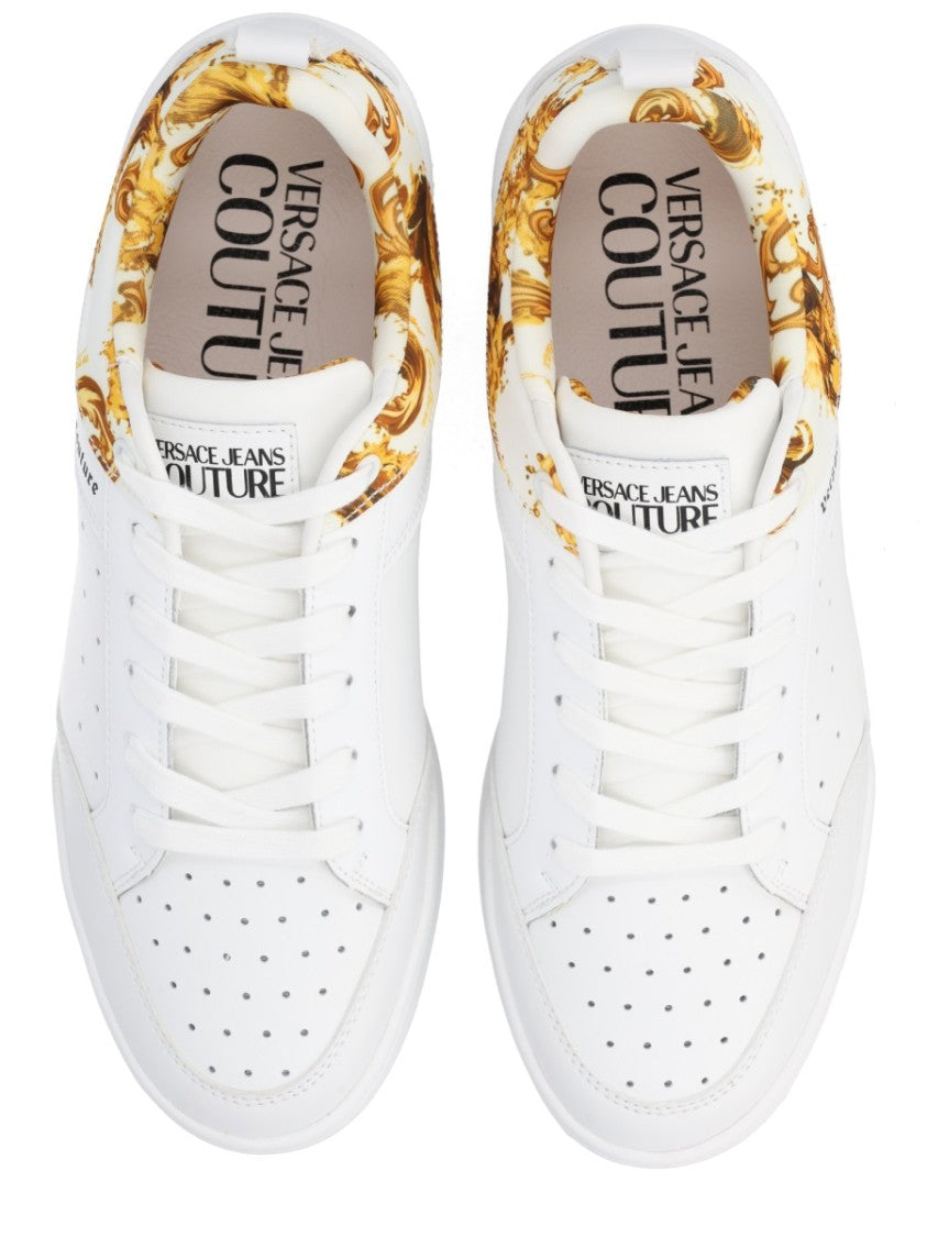 Versace Jeans Couture Black Gold Baroque Pattern Sneakers