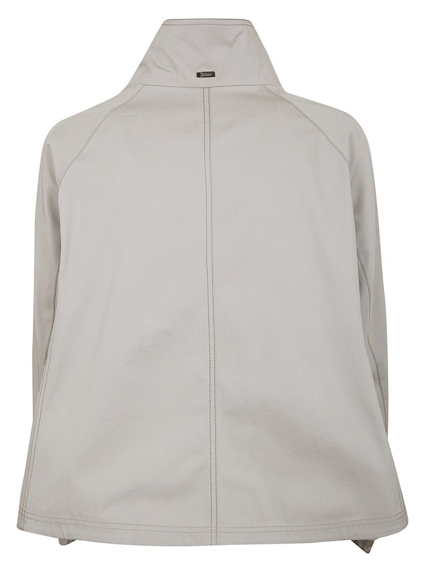 Herno Cotton Gabardine Cape With Water-Repellent Finish And Taffeta Details