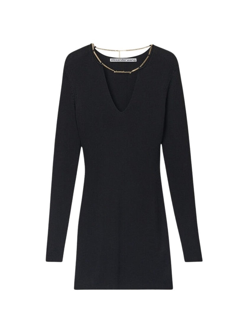 Alexander Wang Mini Dress With Nameplate Chain Black